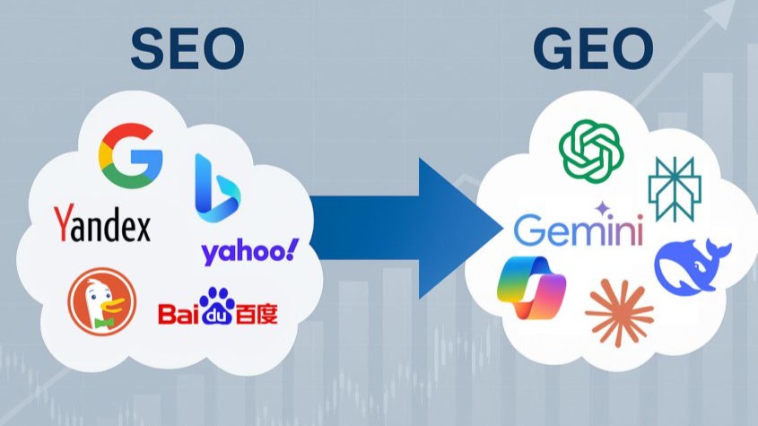 Comparación visual entre buscadores SEO y asistentes generativos GEO