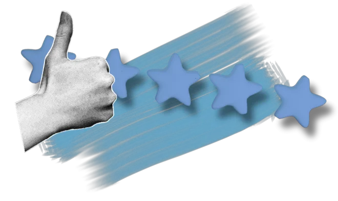 Pulgar hacia arriba dejando una estela de estrellas