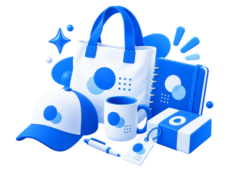 Ilustración de merchandising y productos personalizados de marca