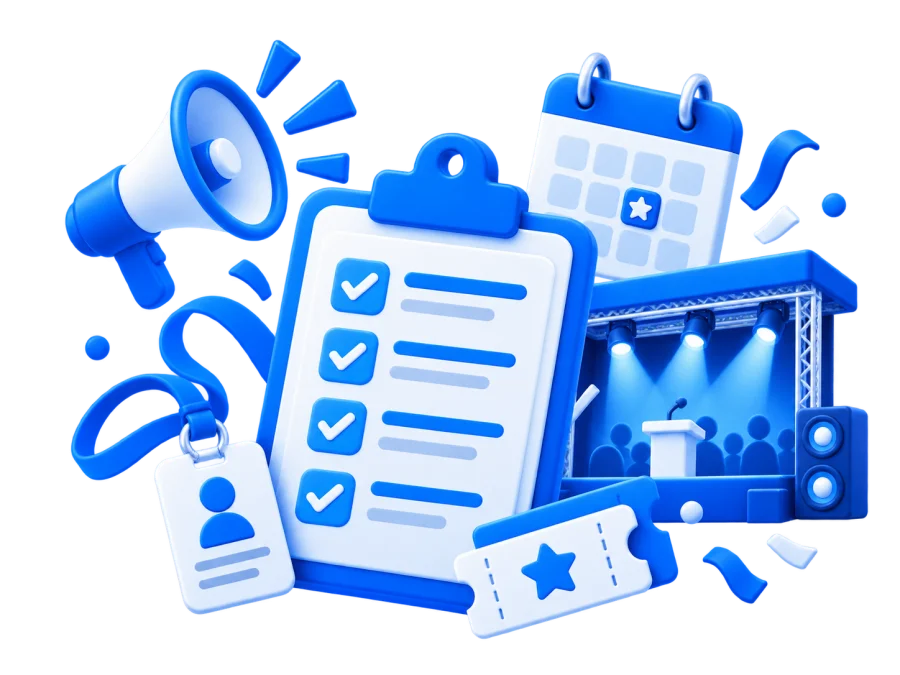 Ilustración de organización de eventos corporativos