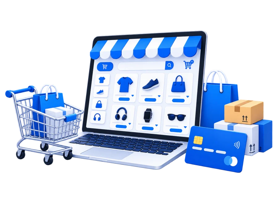 Ilustración de una tienda online